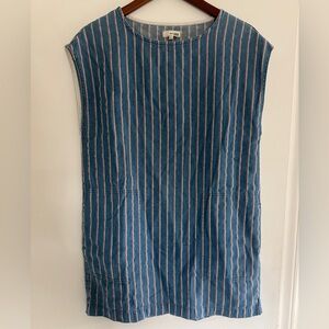 Aritzia Blue Denim and Coral Shift Dress